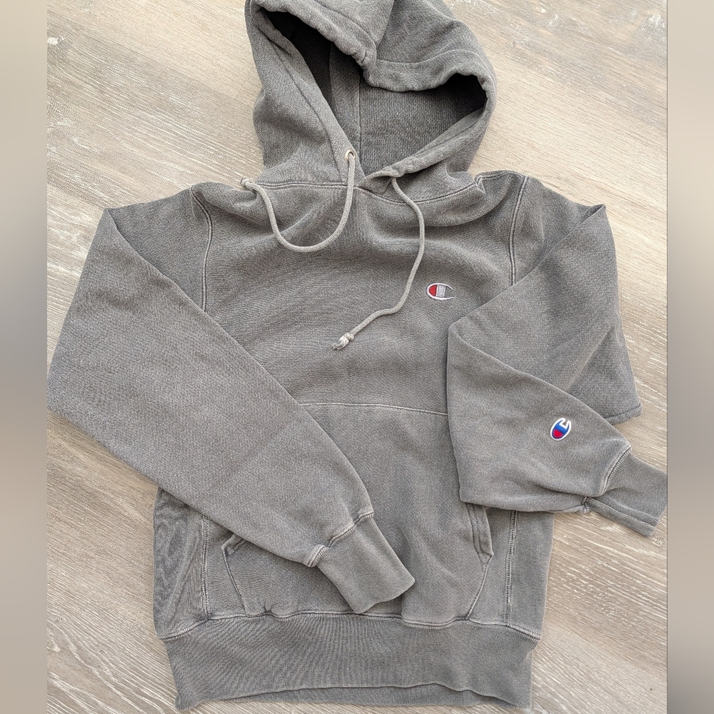 Champion Gray Pullover Hoodie with Logos